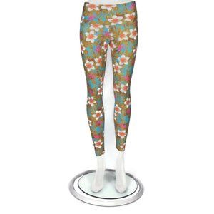 Fused Hawaii Floral Green Leaf Orange Pink  Athletic Print Leggings size S /230